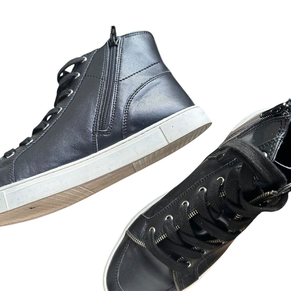 FRYE Sindy Moto Leather High Top Sneakers W Box Black Sz 11 - Picture 2 of 6